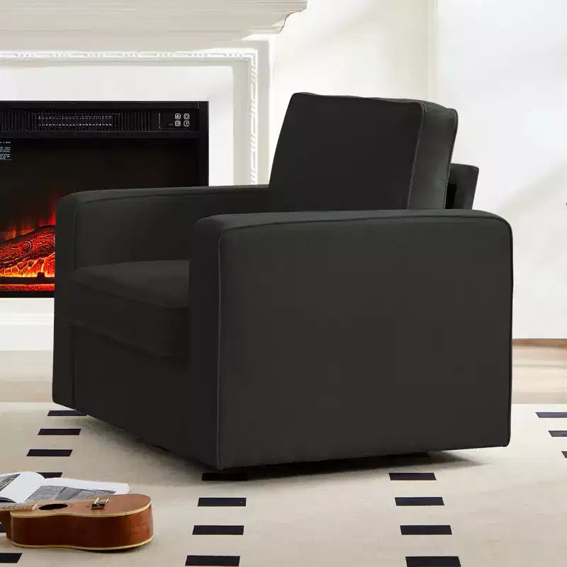 Fauteuil pivotant moderne 360 Accent, Fauteuil capitonné à accoudoirs carrés, Fauteuil inclinable simple en chenille confortable
