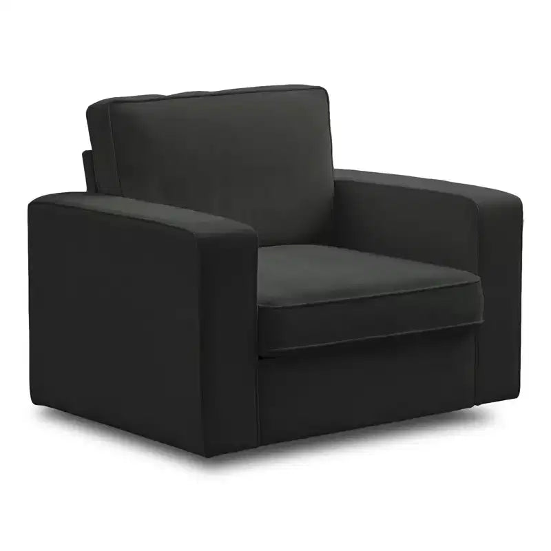 Fauteuil pivotant moderne 360 Accent, Fauteuil capitonné à accoudoirs carrés, Fauteuil inclinable simple en chenille confortable