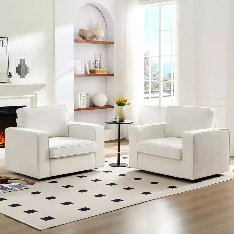 Fauteuil pivotant moderne 360 Accent, Fauteuil capitonné à accoudoirs carrés, Fauteuil inclinable simple en chenille confortable