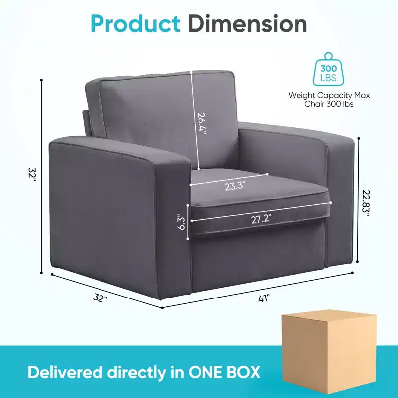 Fauteuil pivotant moderne 360 Accent, Fauteuil capitonné à accoudoirs carrés, Fauteuil inclinable simple en chenille confortable