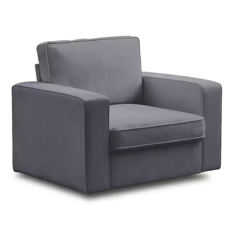 Fauteuil pivotant moderne 360 Accent, Fauteuil capitonné à accoudoirs carrés, Fauteuil inclinable simple en chenille confortable