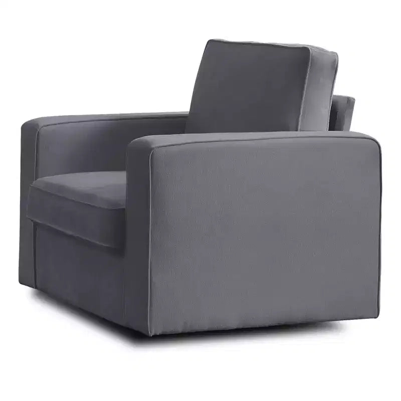 Fauteuil pivotant moderne 360 Accent, Fauteuil capitonné à accoudoirs carrés, Fauteuil inclinable simple en chenille confortable
