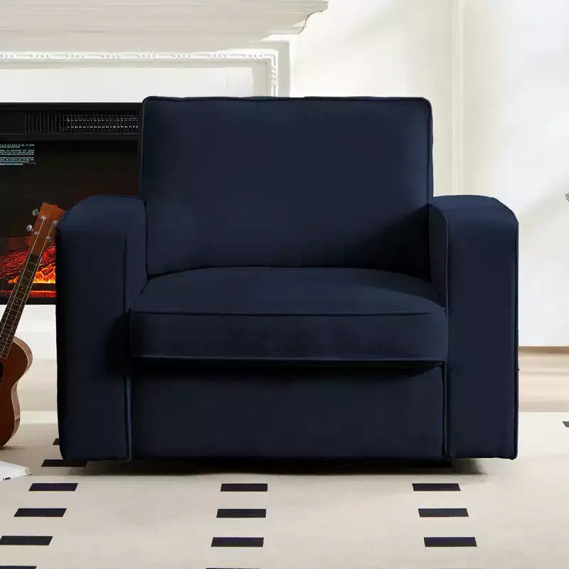 Fauteuil pivotant moderne 360 Accent, Fauteuil capitonné à accoudoirs carrés, Fauteuil inclinable simple en chenille confortable