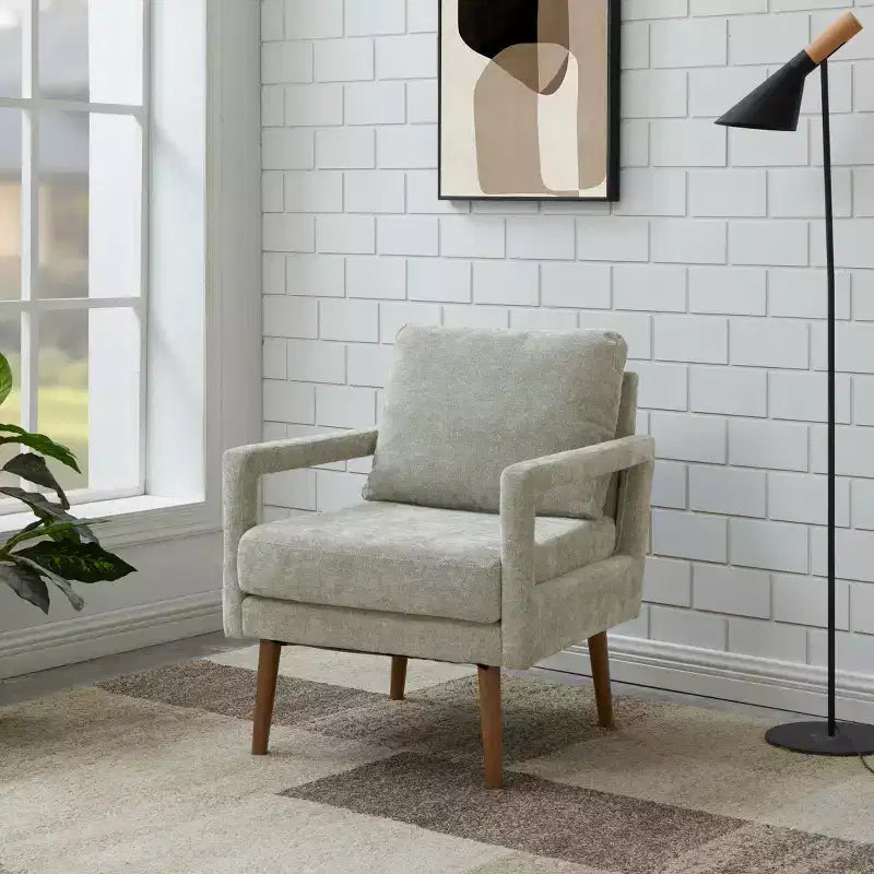 Okak Modern Mid-Century Accent Chairs, 2pcs with Wood Legs, Soft Cushion for Living Room and Bedroom