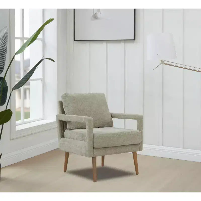 Fauteuils d'appoint modernes du milieu du siècle, lot de 2 avec pieds en bois, coussin moelleux pour salon et chambre