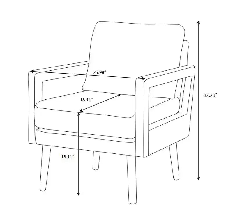 Fauteuils d'appoint modernes du milieu du siècle, lot de 2 avec pieds en bois, coussin moelleux pour salon et chambre