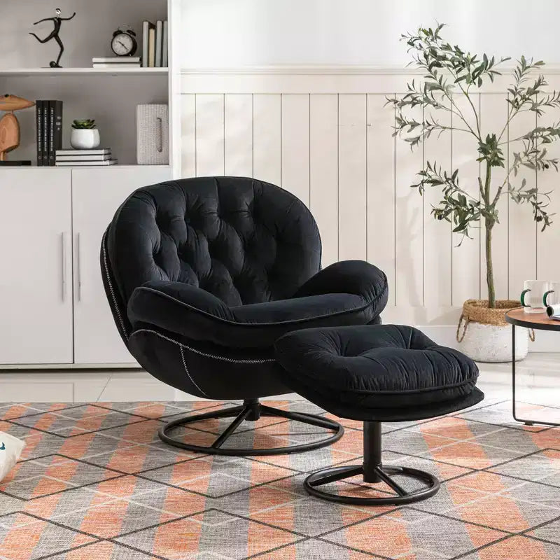 Fauteuils d'appoint modernes pour chambre à coucher avec ottoman, fauteuil de loisirs avec siège rembourré