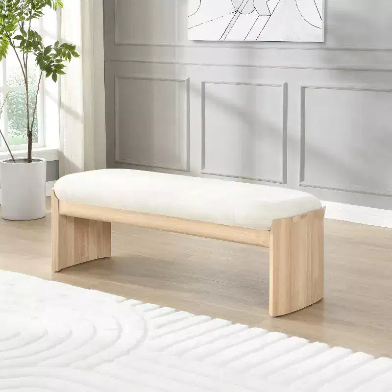 Christopher Knight Home Bellomy Modern 51.5 Inch Rubberwood Upholstered Ottoman