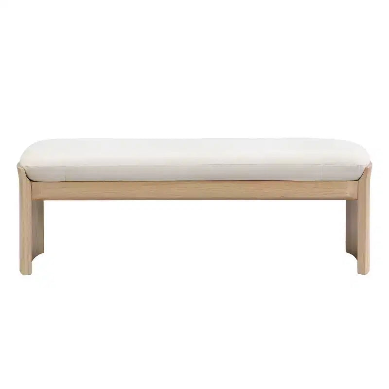 Pouf rembourré moderne en bois d'hévéa de 51,5 pouces