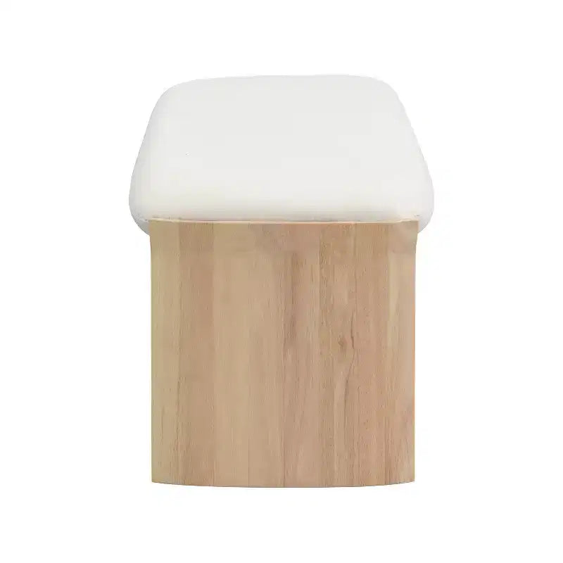 Pouf rembourré moderne en bois d'hévéa de 51,5 pouces