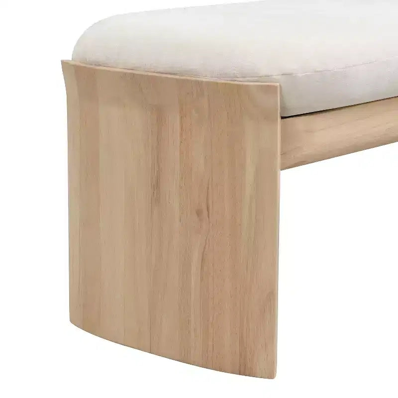 Pouf rembourré moderne en bois d'hévéa de 51,5 pouces