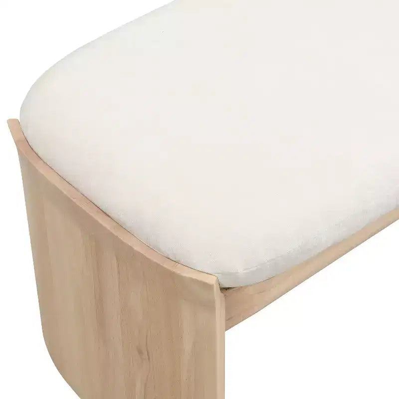 Pouf rembourré moderne en bois d'hévéa de 51,5 pouces