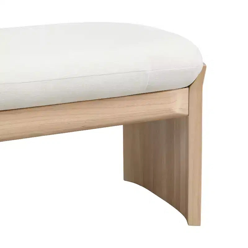 Pouf rembourré moderne en bois d'hévéa de 51,5 pouces