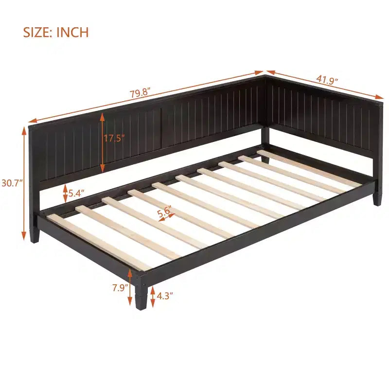 Lit de repos en bois double/grand format, cadre de lit futon en forme de L