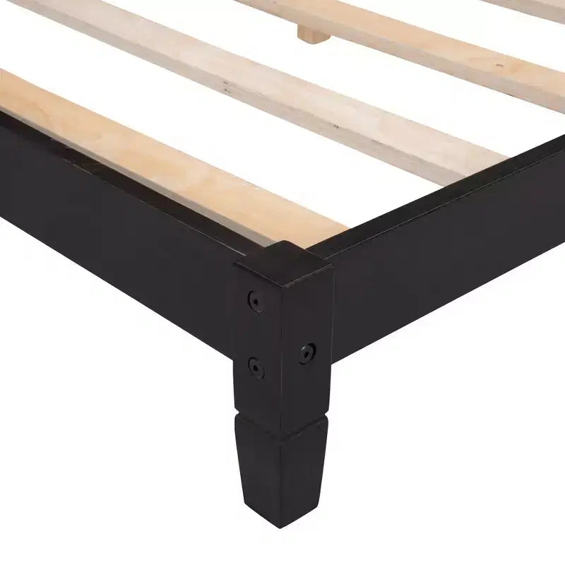 Lit de repos en bois double/grand format, cadre de lit futon en forme de L