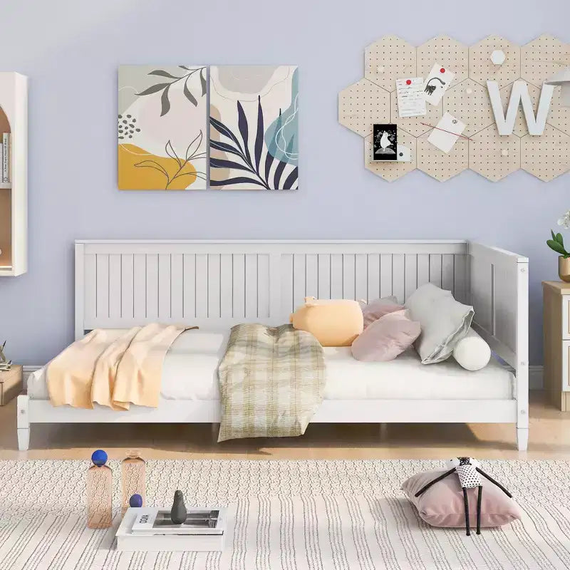 Lit de repos en bois double/grand format, cadre de lit futon en forme de L