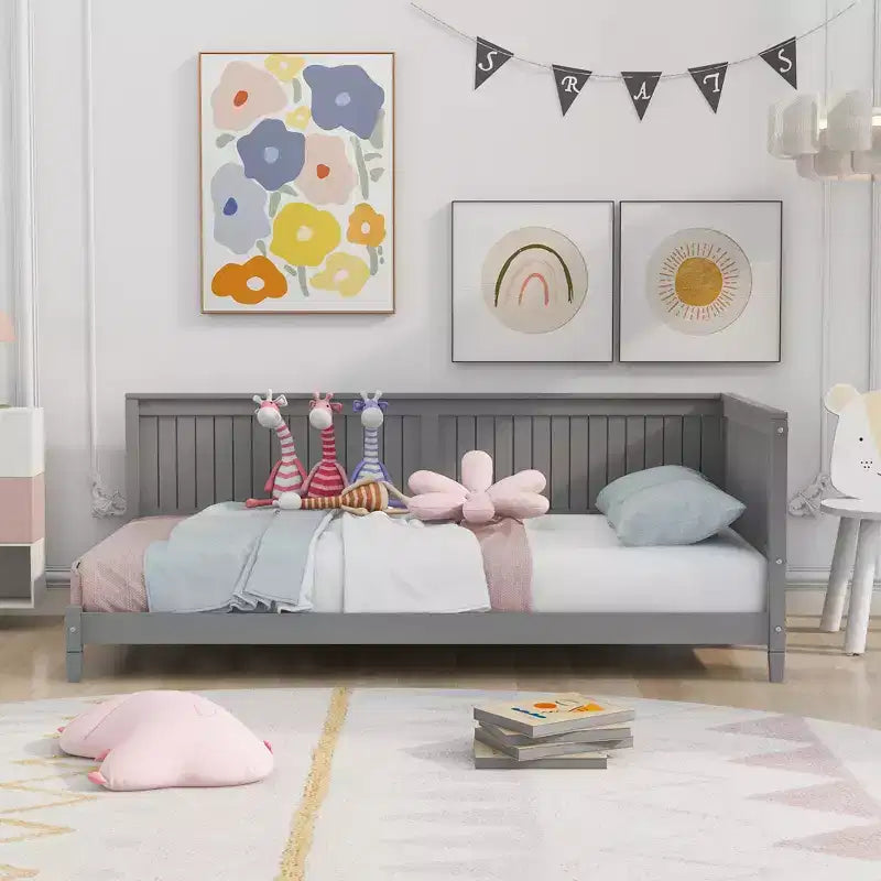 Lit de repos en bois double/grand format, cadre de lit futon en forme de L