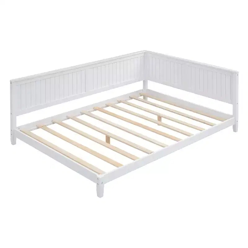 Lit de repos en bois double/grand format, cadre de lit futon en forme de L