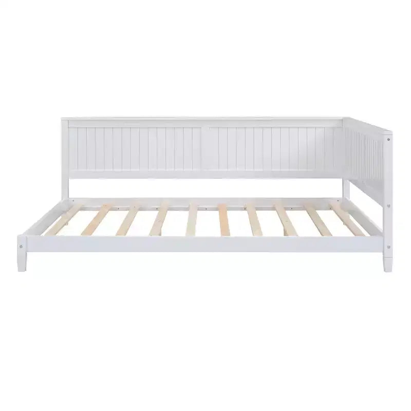 Lit de repos en bois double/grand format, cadre de lit futon en forme de L