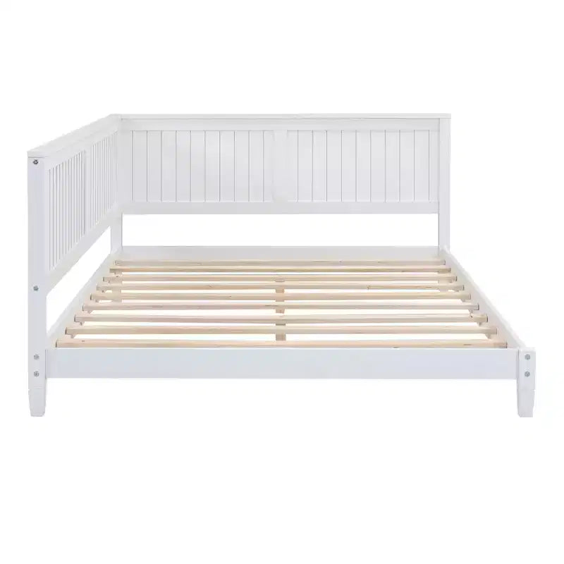 Lit de repos en bois double/grand format, cadre de lit futon en forme de L
