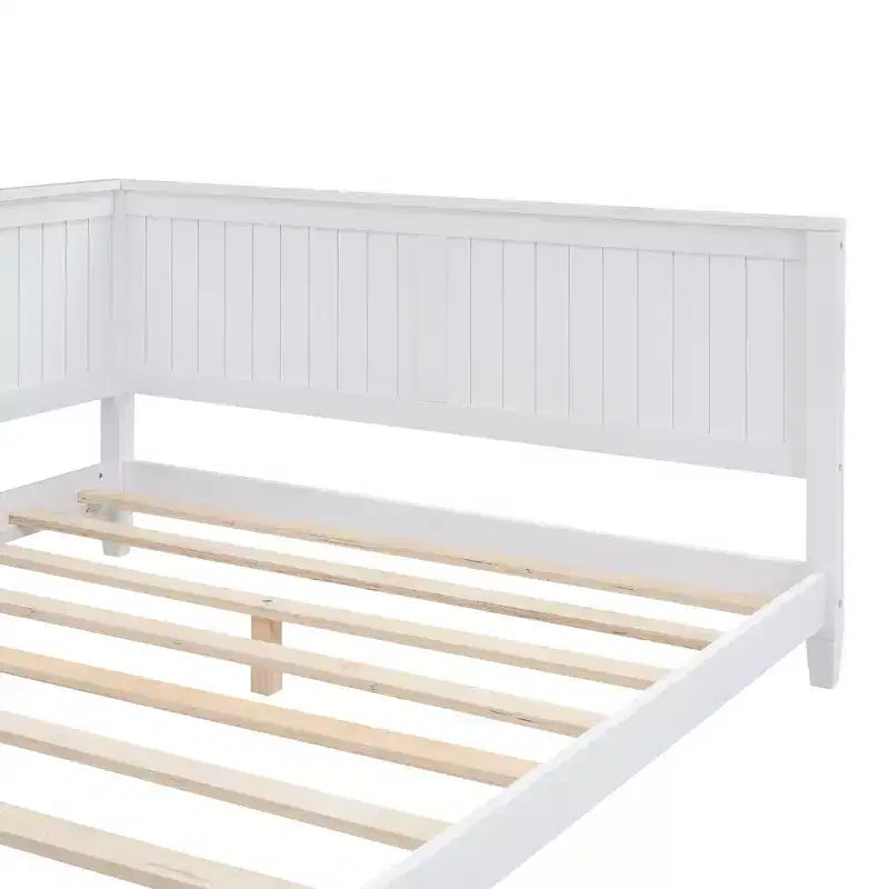 Lit de repos en bois double/grand format, cadre de lit futon en forme de L