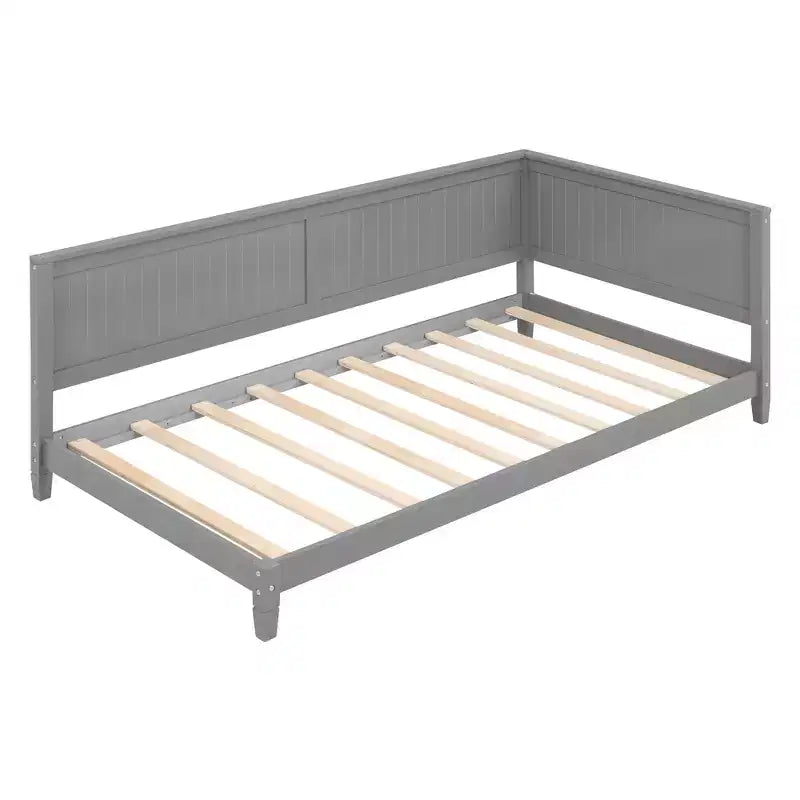 Lit de repos en bois double/grand format, cadre de lit futon en forme de L