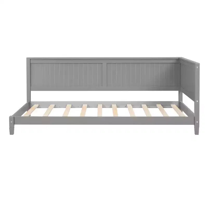 Lit de repos en bois double/grand format, cadre de lit futon en forme de L