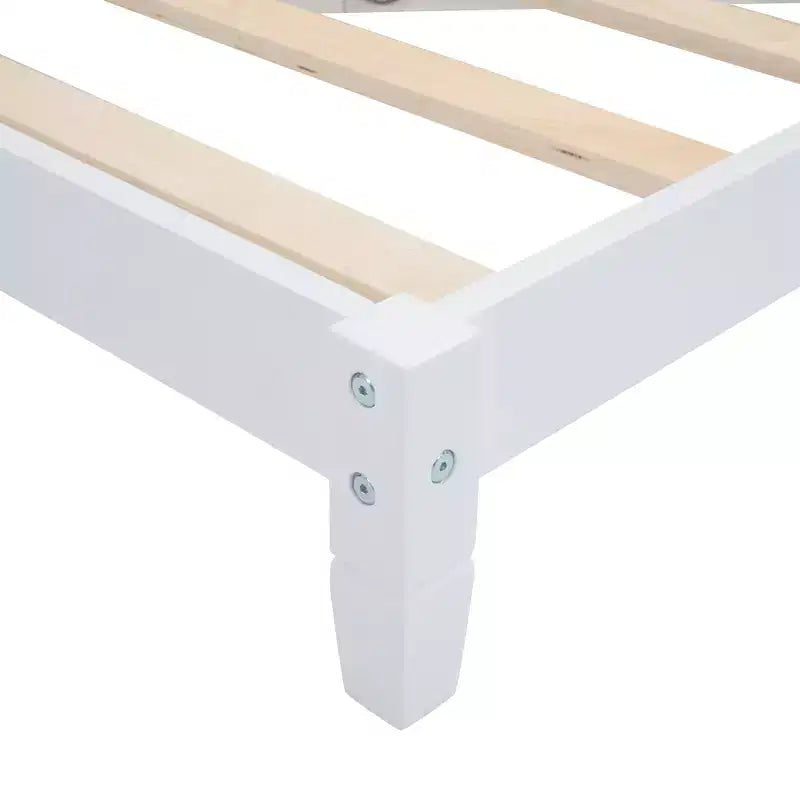 Lit de repos en bois double/grand format, cadre de lit futon en forme de L