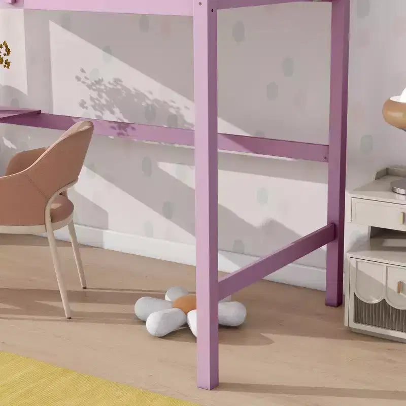 Lit mezzanine double/simple avec bureau et étagères, lits superposés en bois robustes avec échelle et barrières de sécurité pour enfants, adolescents