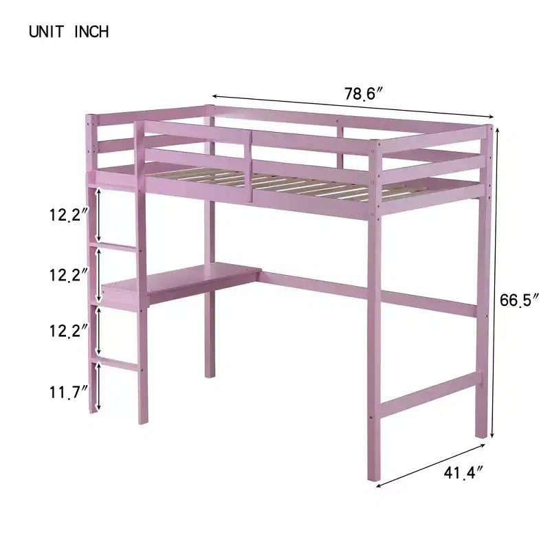 Lit mezzanine double/simple avec bureau et étagères, lits superposés en bois robustes avec échelle et barrières de sécurité pour enfants, adolescents