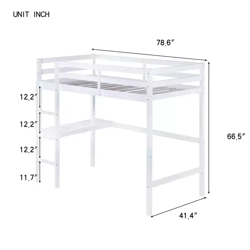 Lit mezzanine double/simple avec bureau et étagères, lits superposés en bois robustes avec échelle et barrières de sécurité pour enfants, adolescents