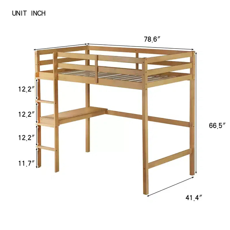 Lit mezzanine double/simple avec bureau et étagères, lits superposés en bois robustes avec échelle et barrières de sécurité pour enfants, adolescents