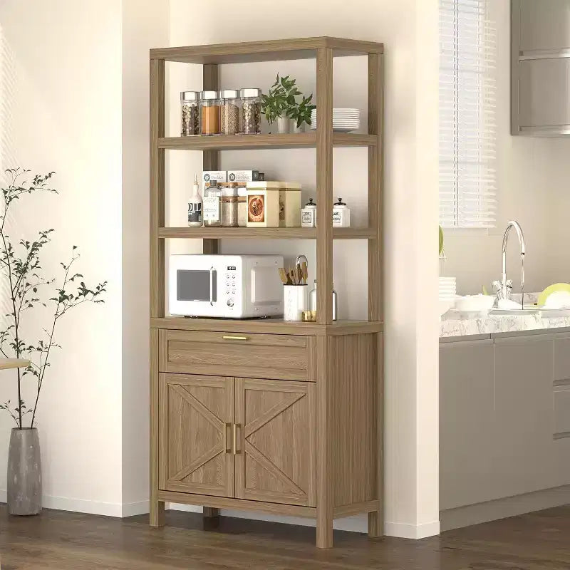Étagère à 3 niveaux avec lumières LED, étagère de présentation en bois de 147 cm de haut, étagère de rangement ouverte, chambre, salon, bureau