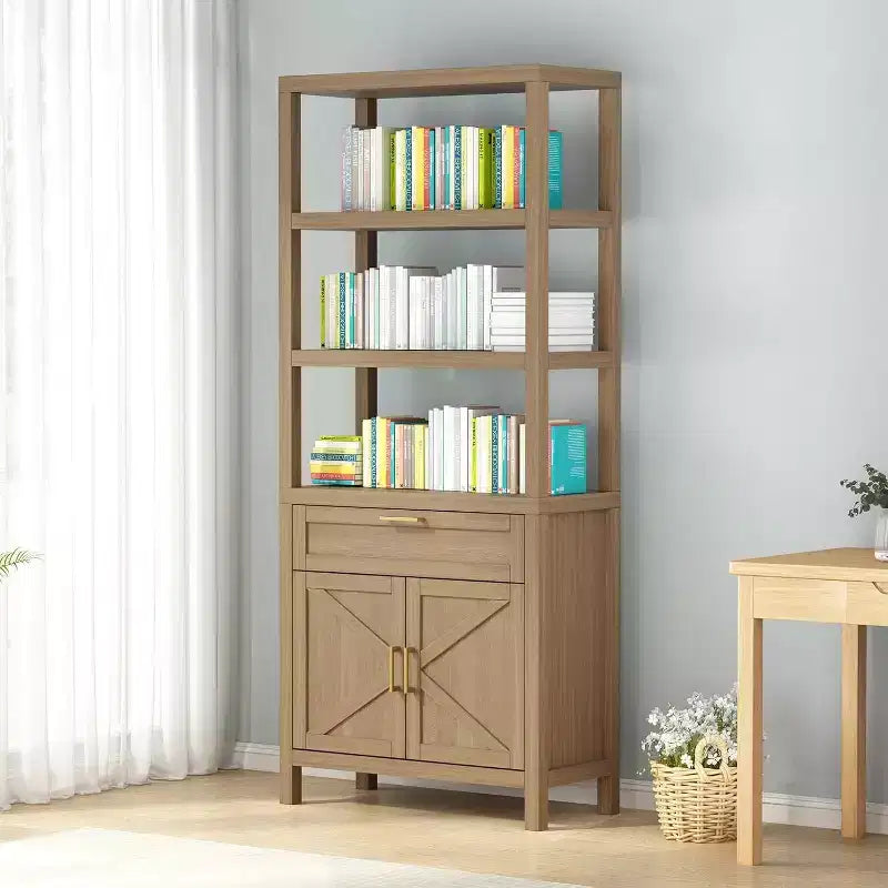 Étagère à 3 niveaux avec lumières LED, étagère de présentation en bois de 147 cm de haut, étagère de rangement ouverte, chambre, salon, bureau