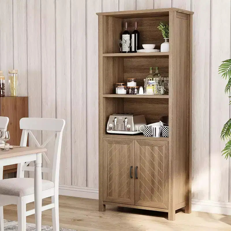 Étagère à 3 niveaux avec lumières LED, étagère de présentation en bois de 147 cm de haut, étagère de rangement ouverte, chambre, salon, bureau