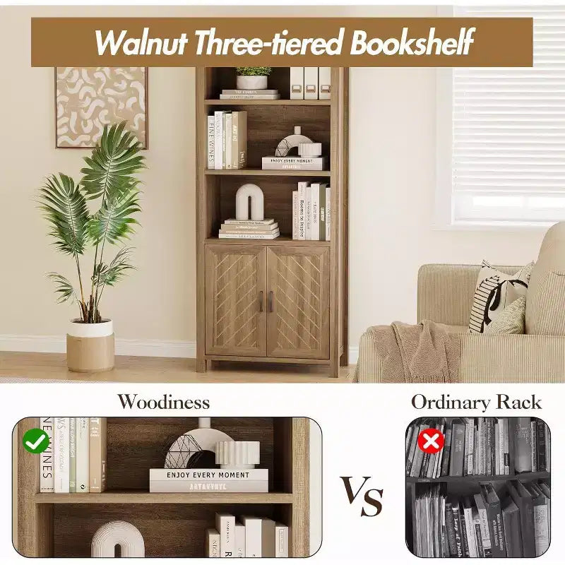 Étagère à 3 niveaux avec lumières LED, étagère de présentation en bois de 147 cm de haut, étagère de rangement ouverte, chambre, salon, bureau