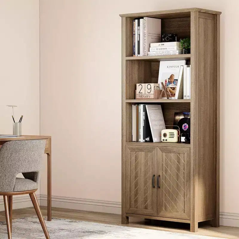 Étagère à 3 niveaux avec lumières LED, étagère de présentation en bois de 147 cm de haut, étagère de rangement ouverte, chambre, salon, bureau