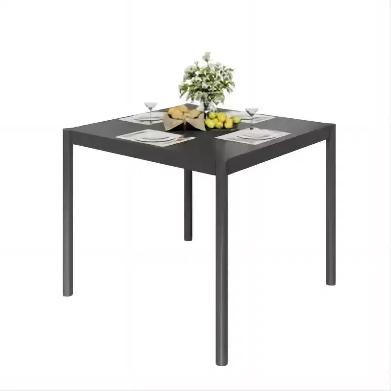 Square Table 35x35 Inch Iron Frame with Aluminum Top Dark Gray KD Assembly for Dining Home Office