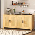 Fluted Sideboard Buffet Cabinet, 59in Large Credenza Storage Cabinet Media TV Console Table with 6 Drawers and 2 Sliding Doors for Living Room