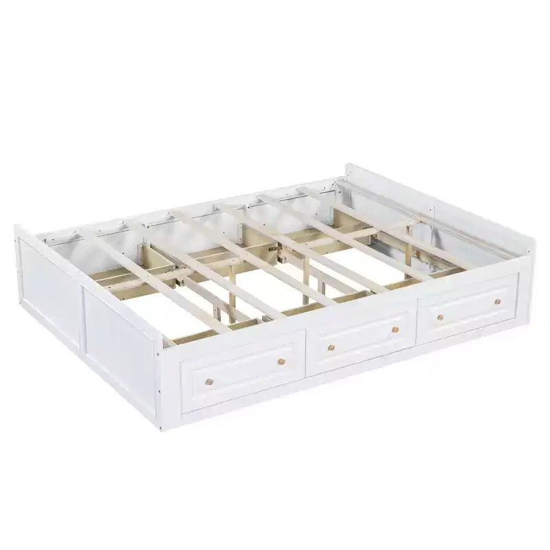 Cadre de lit plateforme Queen en bois avec 6 tiroirs