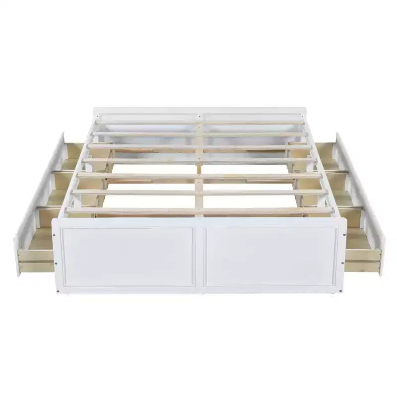 Cadre de lit plateforme Queen en bois avec 6 tiroirs