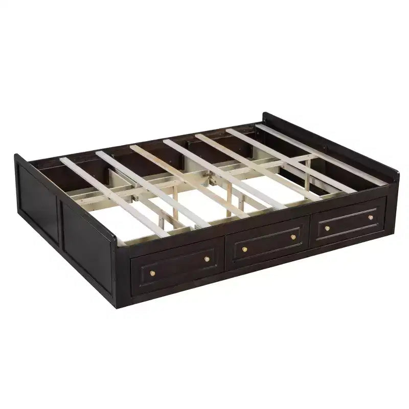 Cadre de lit plateforme Queen en bois avec 6 tiroirs