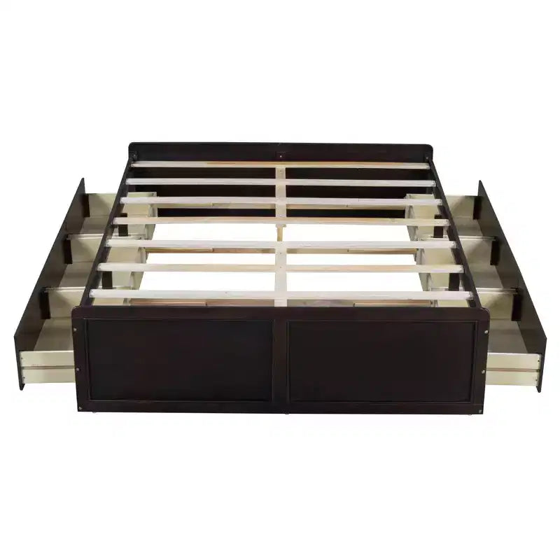 Cadre de lit plateforme Queen en bois avec 6 tiroirs