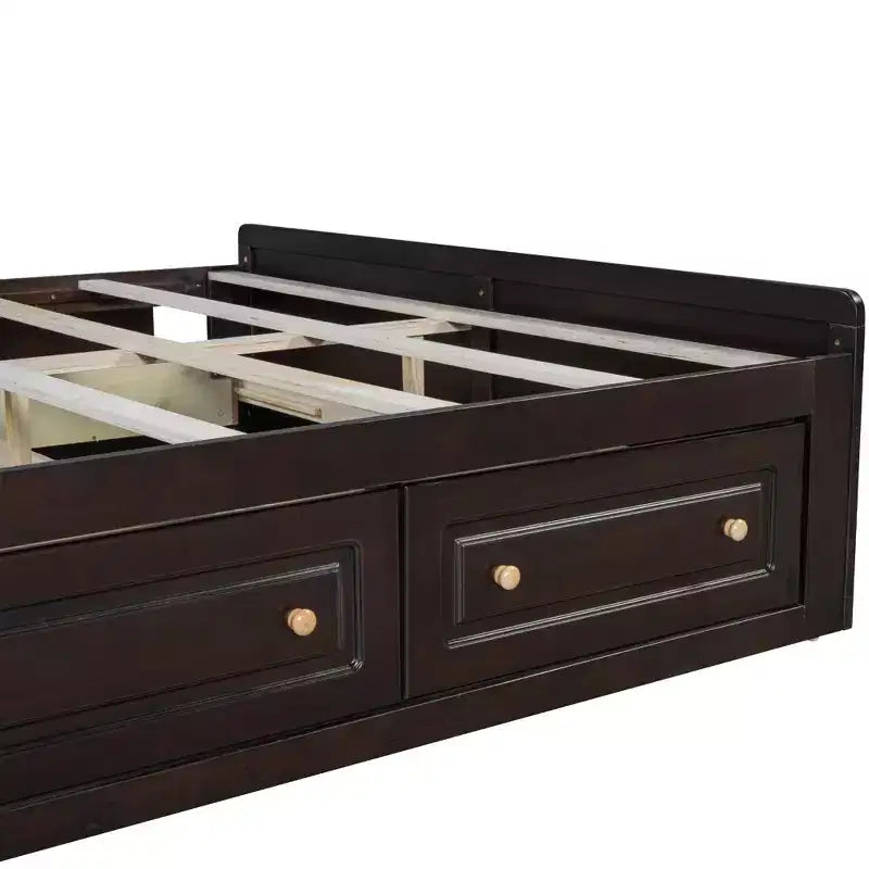 Cadre de lit plateforme Queen en bois avec 6 tiroirs