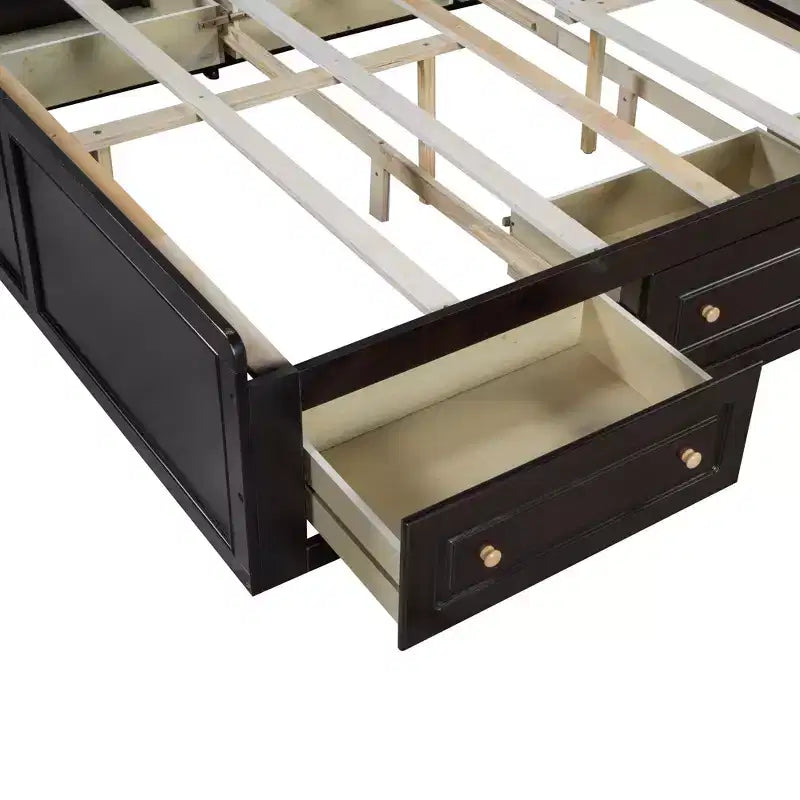 Cadre de lit plateforme Queen en bois avec 6 tiroirs