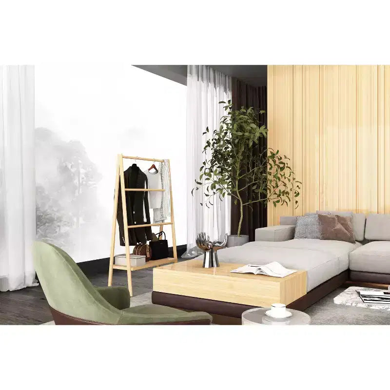 Porte-serviettes sur pied, porte-serviettes de sol avec étagère de rangement inférieure, texture naturelle, étagère de présentation autoportante pour buanderie, salle de bain