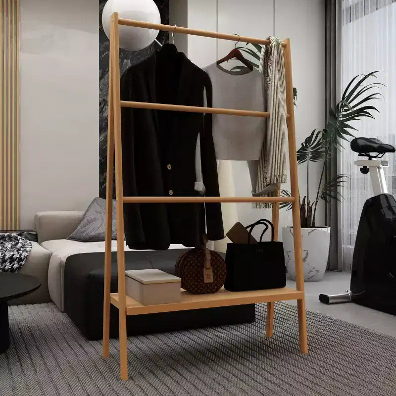 Porte-serviettes sur pied, porte-serviettes de sol avec étagère de rangement inférieure, texture naturelle, étagère de présentation autoportante pour buanderie, salle de bain