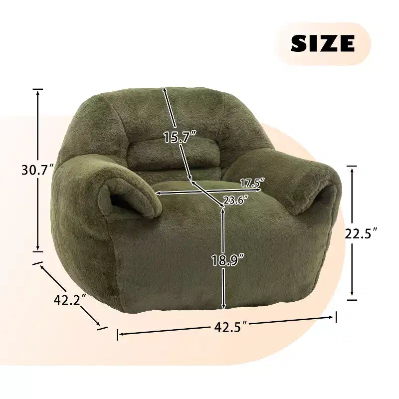 Pouf Poire Confortable avec Dossier Rembourré en Mousse Canapé Paresseux pour Salon Chambre Appartement Adultes et Enfants