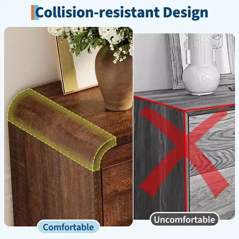 Commode à 6 tiroirs, commode de rangement moderne en bois à coins arrondis, design sans poignée
