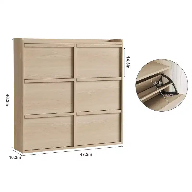 46.3 Meuble à chaussures avec 6 tiroirs basculants, Organiseur de chaussures en bois avec étagère réglable, Meuble à chaussures dissimulé pour Couloir, Salon, Entrée